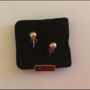 Yellow 14K Gold Ball Post Earrings, NWOT